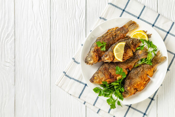 fried crucian carps with golden crispy crust