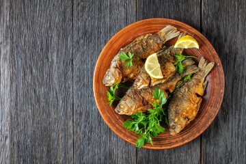 fried crucian carps with golden crispy crust