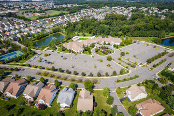 Aerial Drone of Adult Community New Jersey Real Estate 