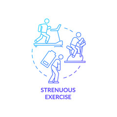Fototapeta na wymiar Strenuous exercise blue gradient concept icon. Intense activity requires additional fluid consumption. Rehydration abstract idea thin line illustration. Vector isolated outline color drawing.