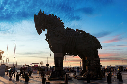 Canakkale, TURKEY - July 28, 2018 : Trojan horse made for Troy movie in Canakkale