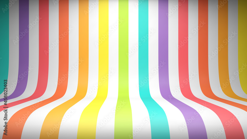Wall mural colorful striped studio backdrop with rainbow lines and empty space for your content