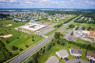 Aerial Drone of Adult Community New Jersey Real Estate 