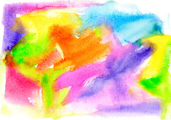 Watercolor color textured painted brush stains
