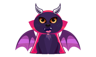 Vector cartoon illustration of extraordinary bat character. vector illustration of a cute bat cartoon on white background