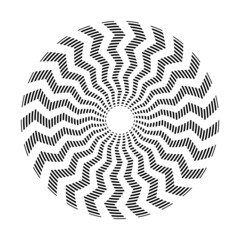 Circle rotation design element with zig zag pattern.