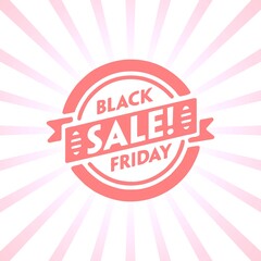 Black friday retro sales banner with sunrays, announcing discount, advertisement items, oldskool banner sunburst background