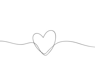 One continuous line heart. Hand drawn minimal love sign contemporary style, doodle single line romance symbol. Vector abstract art