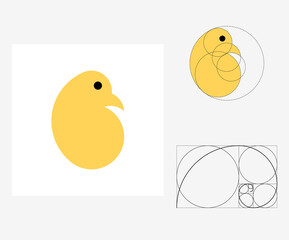 Vector chick in golden ratio style. Editable illustration