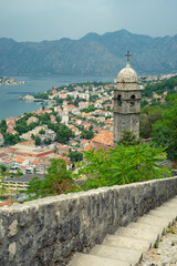 View of Kotor and the bay from the fort above the city