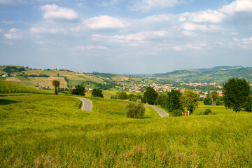 Fototapeta na wymiar Rural landscape near Pianello Val Tidone, Emilia-Romagna, at May