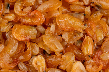 Delicious sweet shrimp traditional processed food Asian style, Small prawn boiled with sugar tasty for preserving food.