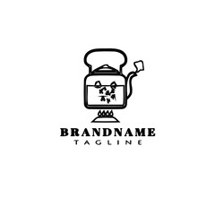 boiling water logo cartoon icon design template black isolated vector illustration