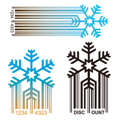 Snowflake,original BAR code, discount concept.
Symbol of snowflake with ean code symbolizing price discounts. Vector available.