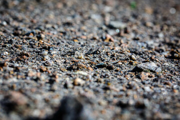 small stones are pressed into the asphalt