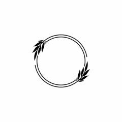 Obraz premium Floral logo, With black and white leaves and stem
