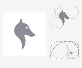 Vector wolf in golden ratio style. Editable illustration