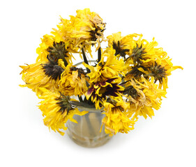 Yellow flowers in a vase of dead.