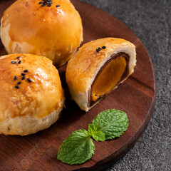 Moon cake yolk pastry for Mid-Autumn Festival holiday.