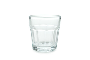 Single empty glass isolated on white background