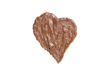 Chocolate paste in heart shape isolated on white background