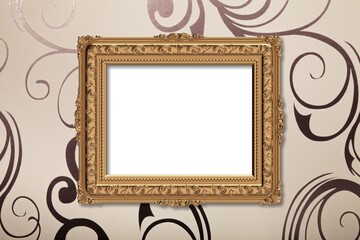 Antique Framework. Vintage picture frame on a wall