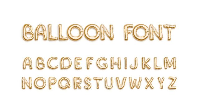 Inflation and deflation gold balloon font with capital alphabet, 4k