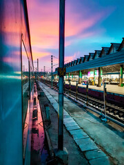 Sunset at Indian Train Station