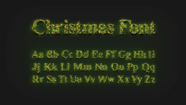 Decorative capital and lowercase alphabet christmas font mockup, looped switch