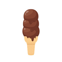 Ice cream cartoon vector. chocolate ice cream cone on white background.