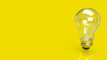 The light bulb on yellow background for education or creative concept 3d rendering