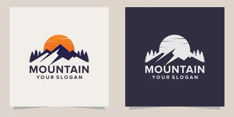 Foto op Canvas sunset mountain logo design vector © euforia