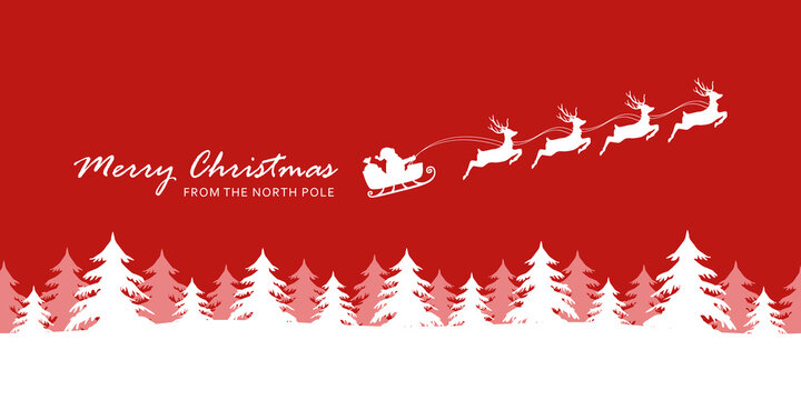 christmas banner santa claus in a sleigh with reindeer