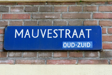 Street Sign Mauvestraat At Amsterdam The Netherlands 19-9-2021