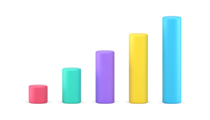 Bar graphs chart 3d icon. Multicolored vertical bars representating data