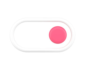 White switch button 3d icon. Red round knob for adjusting electronic device