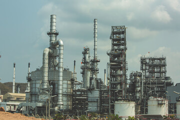 Scene of oil refinery plant and storage tank oil of Petrochemistry industry