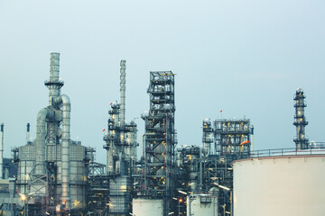 Scene of oil refinery plant and storage tank oil of Petrochemistry industry