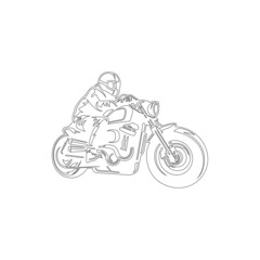 biker riding a motor cycle line art isolated vector