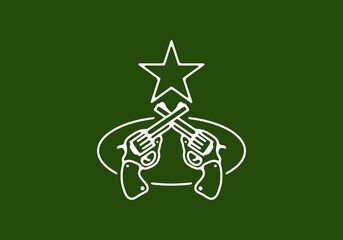 Two guns line art illustration