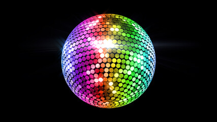 Mirror Ball Disco Lights Club Dance Party Glitter 3D illustration.