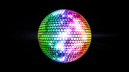 Mirror Ball Disco Lights Club Dance Party Glitter 3D illustration.