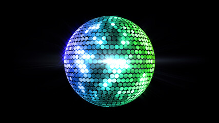 Obraz premium Mirror Ball Disco Lights Club Dance Party Glitter 3D illustration.