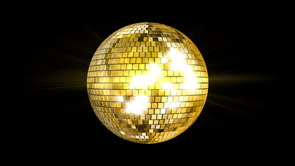 Obraz premium Mirror Ball Disco Lights Club Dance Party Glitter 3D illustration.
