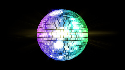 Obraz premium Mirror Ball Disco Lights Club Dance Party Glitter 3D illustration.