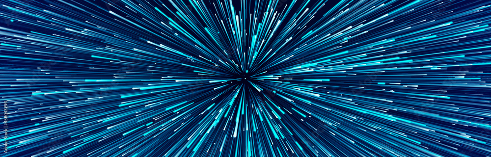 Poster abstract data flow space. light rays. explosion effect. sci-fi motion wallpaper. 3d rendering.