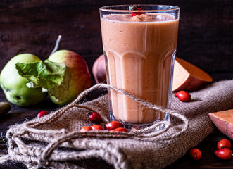 Smoothie with sweet potato and wild fruits