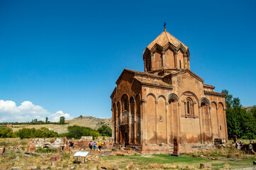 Vahramaberd, Armenia - September 13, 2021: Travelers in the yard of Marmashen monastery in Shirak province of Armenia - 458044263