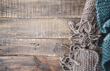 Scarf on wooden  table 