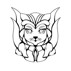 Black And White Artwork Illustration Cute Cat Vector
